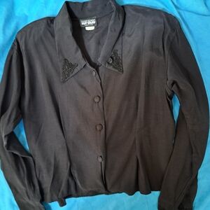 Brand name  Hot Stuff.  Ladies black blouse.  Vintage size S.